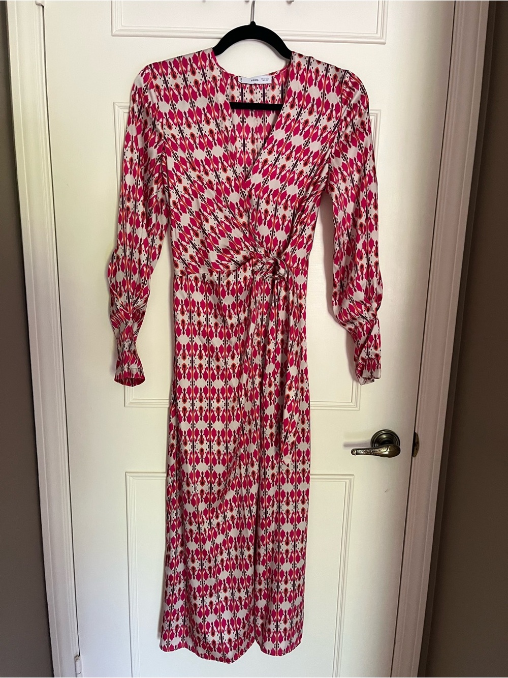 Mango Pink Patterned Wrap Maxi Dress